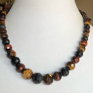 Multi-Color Faceted Tiger’s Eye Gemstone (495.80 cts) Beads Necklace